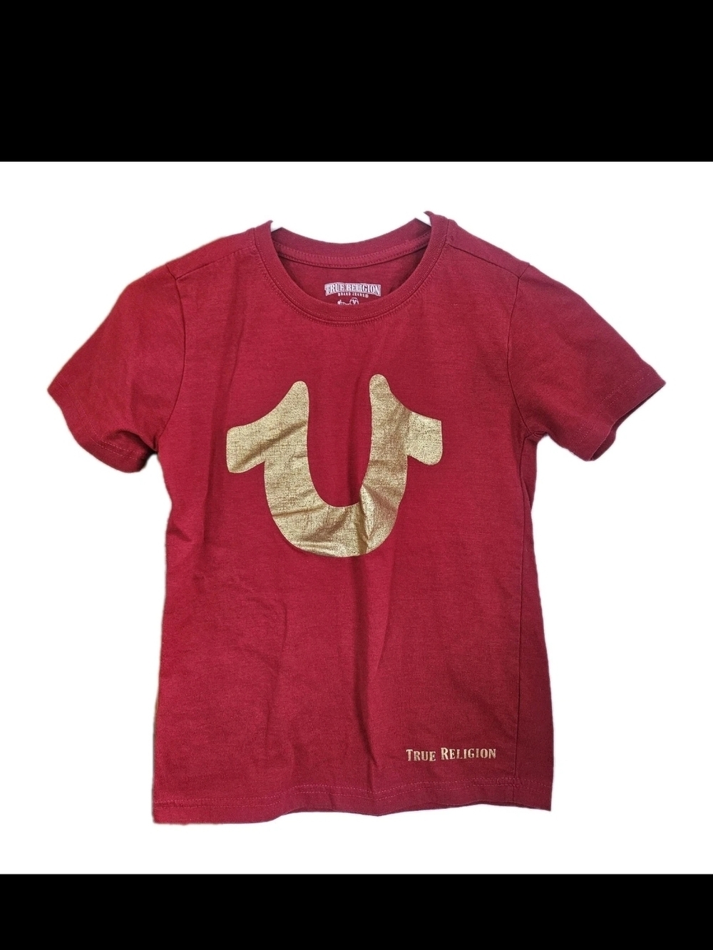True Religion World Tour Red T-Shirt Gold Horseshoe Logo Size Small